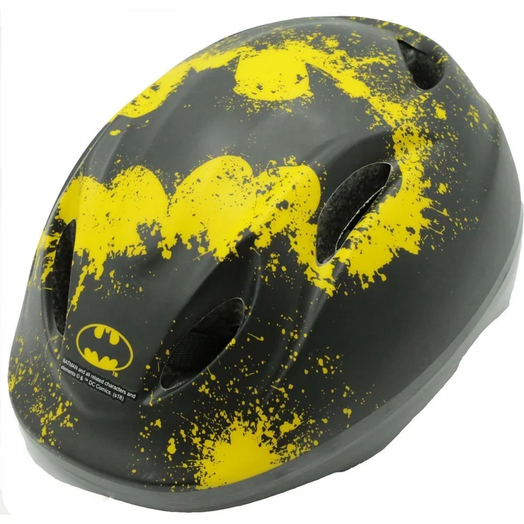 Volare Batman Kinderfahrradhelm, Schutzhelm mit coolen Batman-Motiv, verstellbar von 51-55 cm, TÜV/GS geprüft, extra leicht, ab 3 Jahre