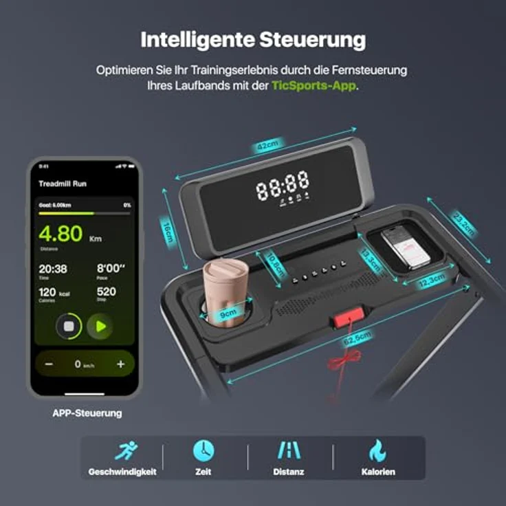 Mobvoi Home Laufband Ultra, 3-in-1 Gehpad mit 6% Steigung, 2,5 PS, Bluetooth, große Lauffläche, bis 12 km/h, max. 120 kg – Bild 3