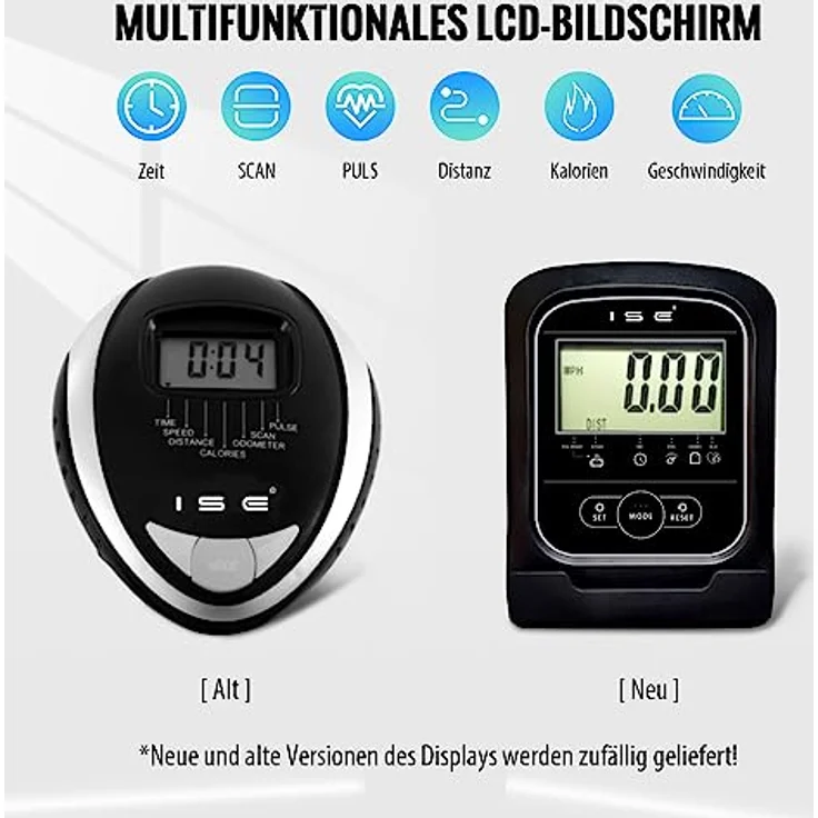 ISE Ergometer Liege- Heimtrainer mit Magnetbremse, Pulssensoren und LCD-Display, 8 Widerstandsstufen, Sitzergometer mit Rückenlehne für Zuhause, SY-6801 – Bild 3