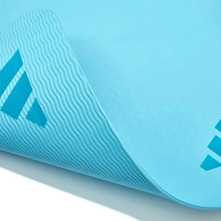 adidas Unisex-Adult Premium Yoga Matte, 5 mm dicke TPE/EVA-Matte mit rutschfester Oberfläche, gebraucht, Blau – Bild 4