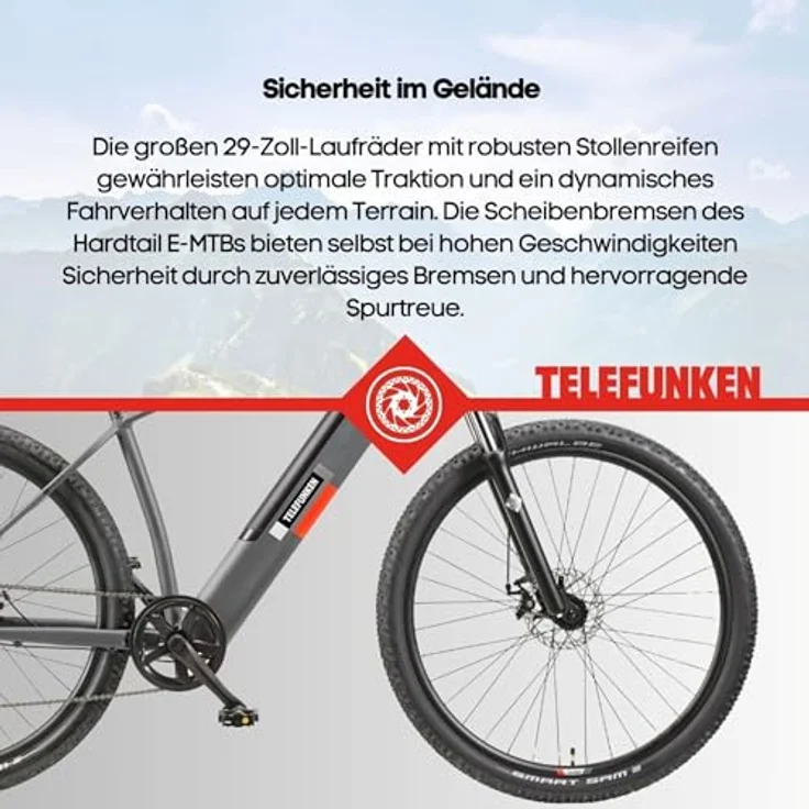 Telefunken E-Bike Aufsteiger M919, 29 Zoll E-MTB mit 7 Gang Shimano Tourney Schaltwerk, Heckmotor und 468 Wh Akku – Bild 13