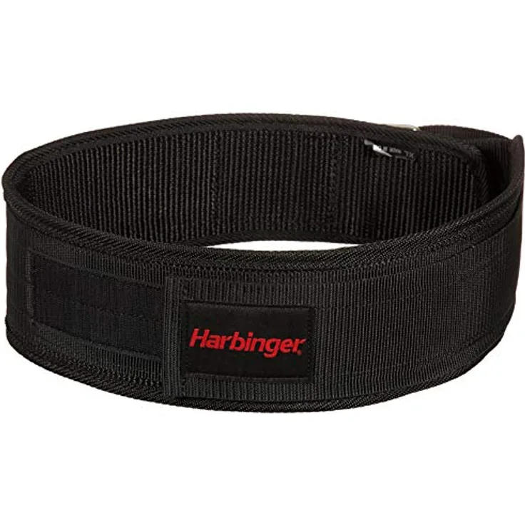 Harbinger 360890 Nylon Gewichthebergürtel für Gewichtheber, 4 Zoll, Fitness Krafttraining, Schwarz,Medium
