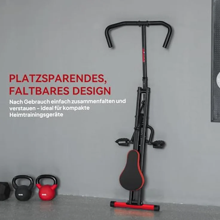 SPORTNOW Total Power Body Crunch Heimtrainer mit verstellbarem Sitz, klappbar und kompakt, 100 kg belastbar, für Brust, Bauch, Gesäß, Beine und Arme, rot – Bild 5