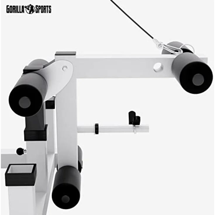 GORILLA SPORTS® Hantelbank mit Gewichten - Multifunktionale Fitnessstation mit 170 cm Hantelstange, 40/70/100 kg Hantelset, Beincurler, Butterfly, Dip-station, Curlpult - Trainingsbank in Schwarz – Bild 4