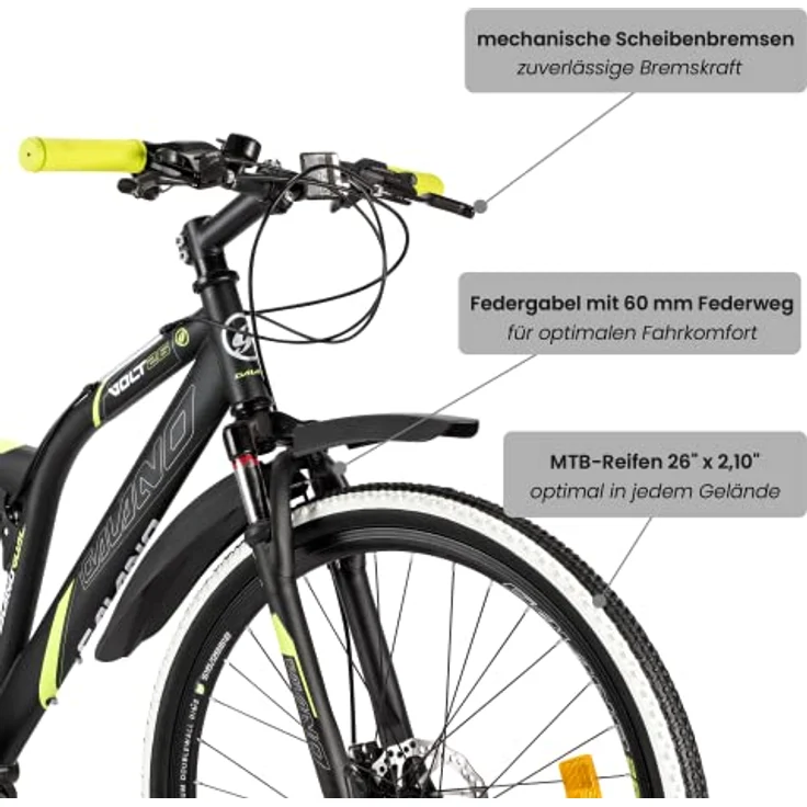 Galano Volt DS Mountainbike Fully, 26 Zoll, 21 Gang, für Jugendliche ab 160 cm, Farben: weiß/grün, schwarz/grün, schwarz/rot – Bild 3