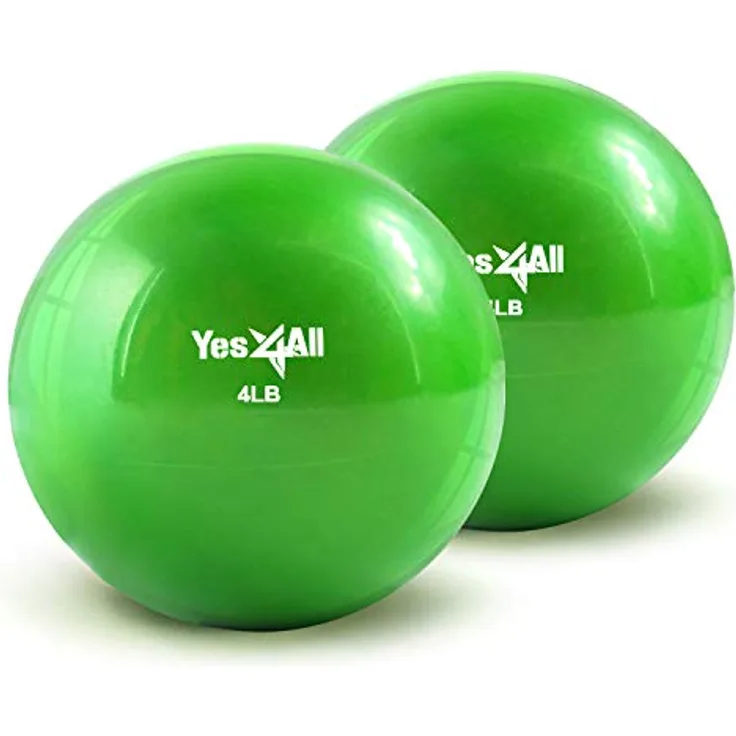 Yes4All 1ARL Toning Ball Weich gewichtet, 1.8 kg Grün paar Krafttraining Gewichte & Zubehör Medizinbälle für Pilates, Yoga, Fitness