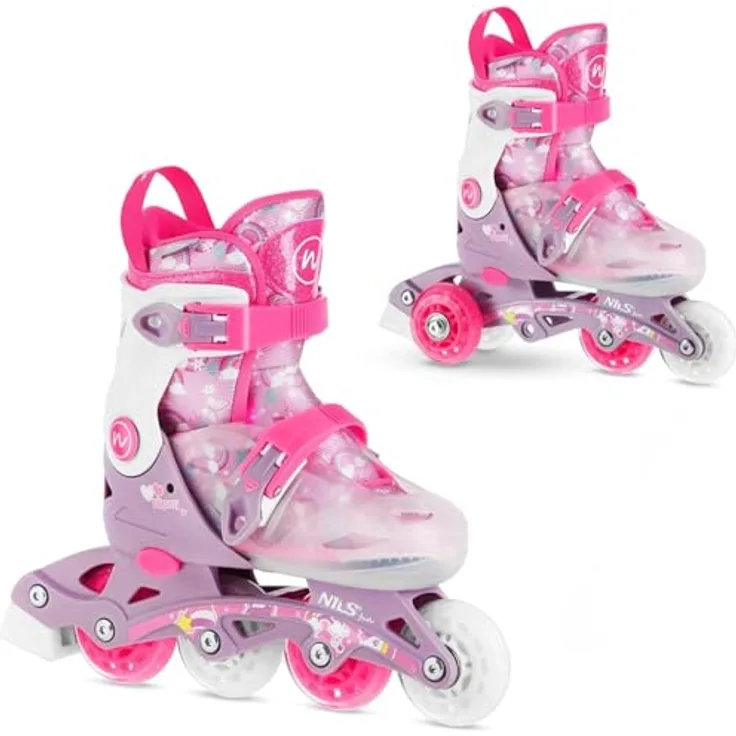 NILS FLIPZY 2in1 Inliner Rollschuhe Triskates VERSTELLBAR für Kinder, umbaubar zu Rollerskates, Rosa, Größe S (31-34)