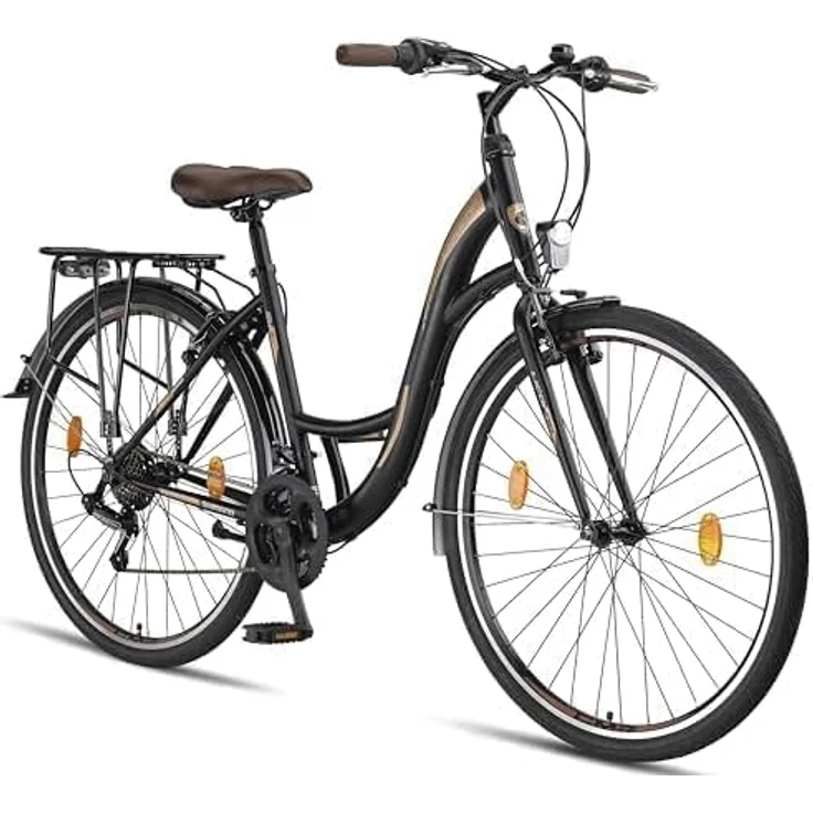 Licorne Bike Stella Premium City Bike 28 Zoll Schwarz - 21 Gang-Schaltung - Hollandfahrrad für Damen und Herren - Preisvergleich – Bild 1