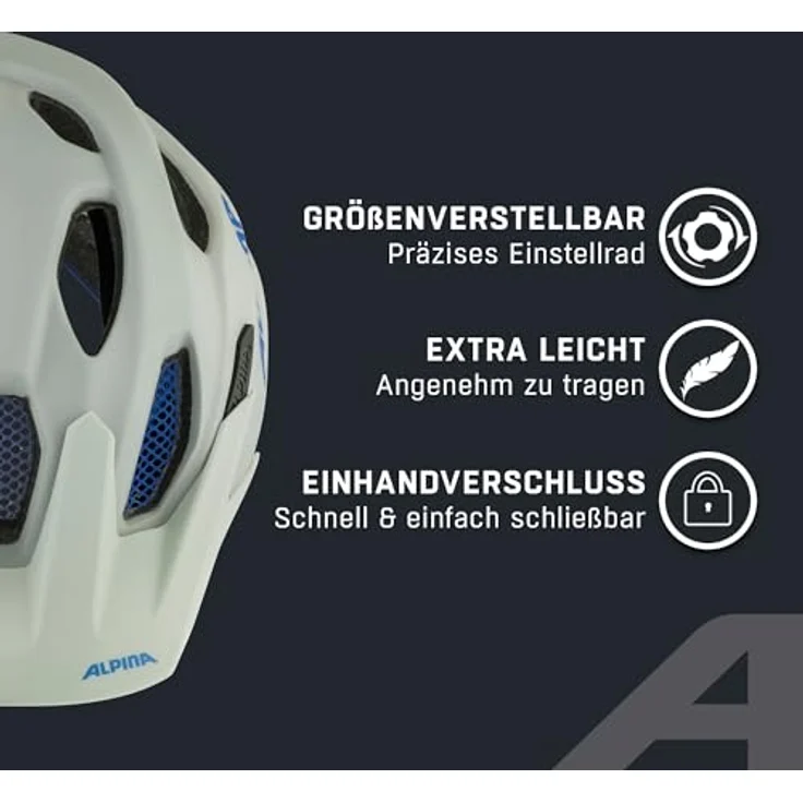 ALPINA Unisex Jugend Carapax JR. Fahrradhelm, Smoke-Grey Blue matt, 51-56 - Leichtgewichtig mit optimalen Schutzfeatures – Bild 4