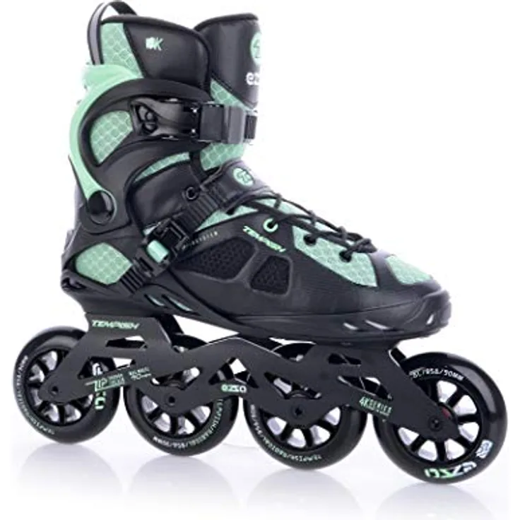 Tempish Ezza Lady 90 Inline Skates, Schwarz mit grünen Akzenten, perfekte Unterstützung und hohe Geschwindigkeit