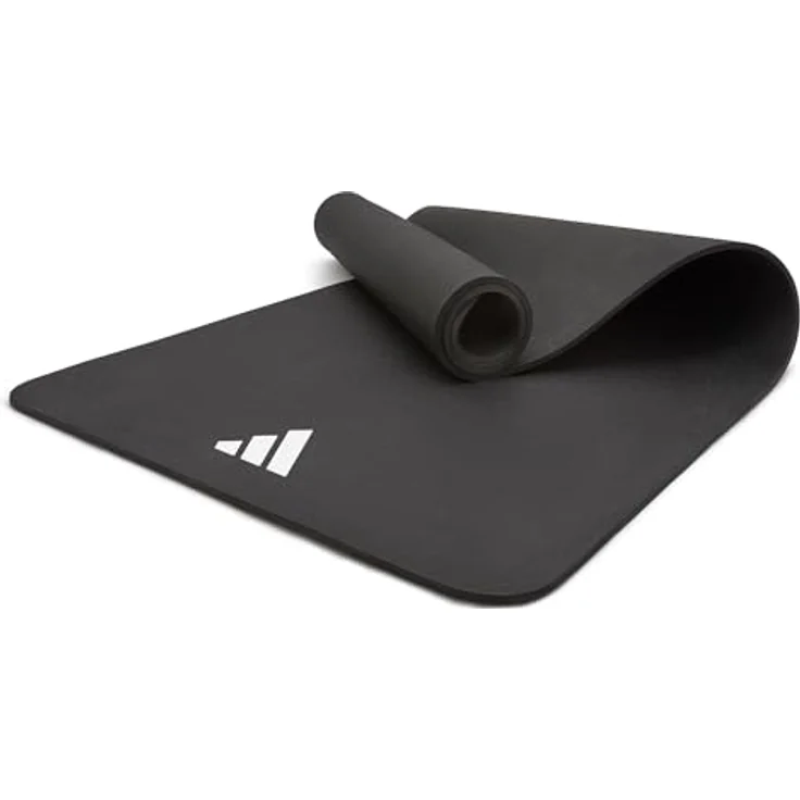 adidas Yogamatte, 8 mm, Schwarz - Dämpfende Matte für Yoga und Pilates, rutschfeste Oberfläche, leicht und rollbar – Bild 3