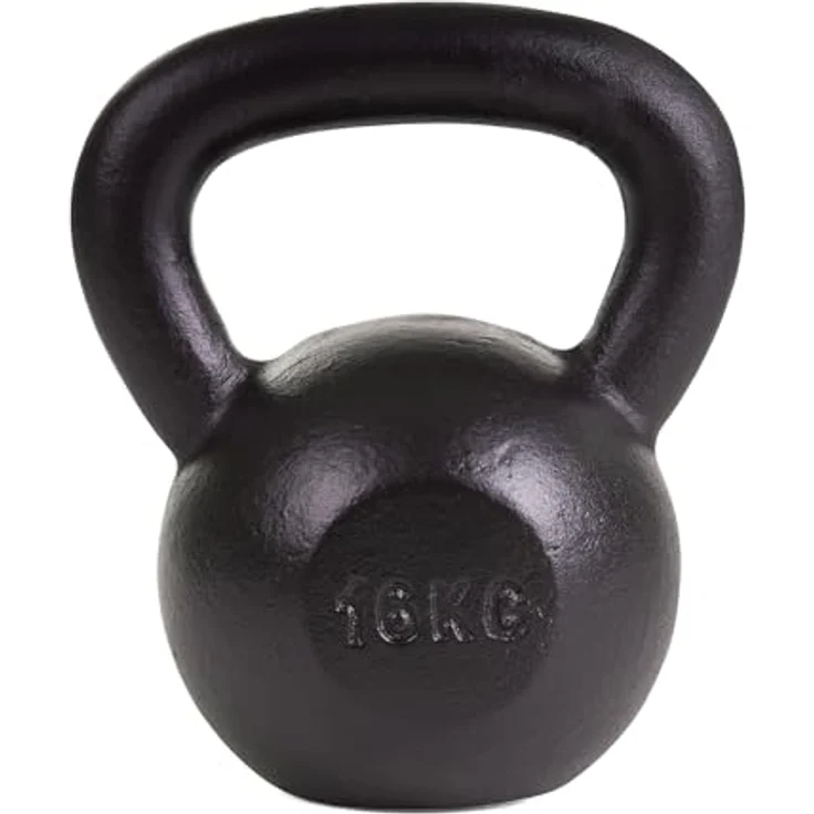 Sport-Thieme Gusseisen Kettlebell pulverbeschichtet, hochgradig langlebig, rutschfeste Griffe, 11 Gewichtsklassen von 4 kg bis 32 kg, Schwarz, Markenqualität – Bild 2