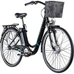 Zündapp Z510 E-Bike 28 Zoll Damenfahrrad mit 3 Gang Nabenschaltung und Rücktrittbremse, schwarz türkis