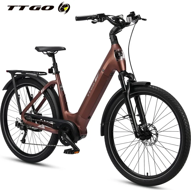 TTGO E-Bike Cityrad 28 Zoll, SUV, 75Nm Mittelmotor, 130km Reichweite, 5 Stufen Unterstützung, Drehmomentsensor, Federsattelstütze, für Damen und Herren