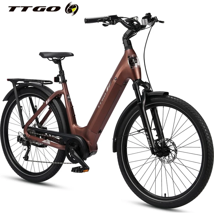 TTGO E-Bike Cityrad 28 Zoll, SUV, 75Nm Mittelmotor, 130km Reichweite, 5 Stufen Unterstützung, Drehmomentsensor, Federsattelstütze, für Damen und Herren