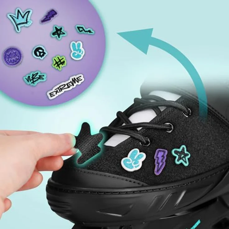 Nils Extreme NA2053A VIBE Inlineskates, türkis, ABEC-5, Gr. 29-32, mit Personalisierungssystem und 3-fach Verschluss – Bild 6