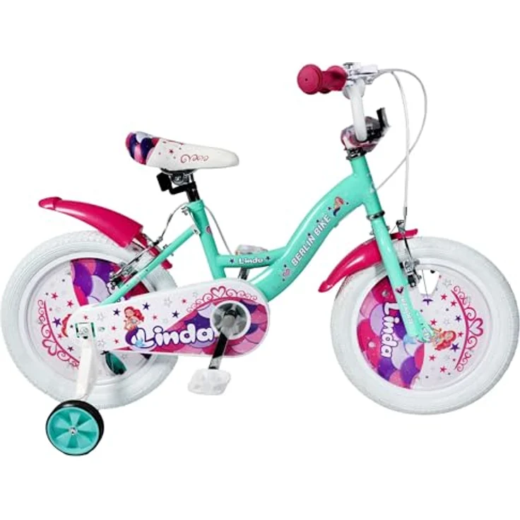 BERLIN BIKE Kinderfahrrad Linda 16 Zoll, Mädchen Fahrrad mit 1 Gang und Stützrädern, Grün/Pink, fördert Balance und Motorik – Bild 2