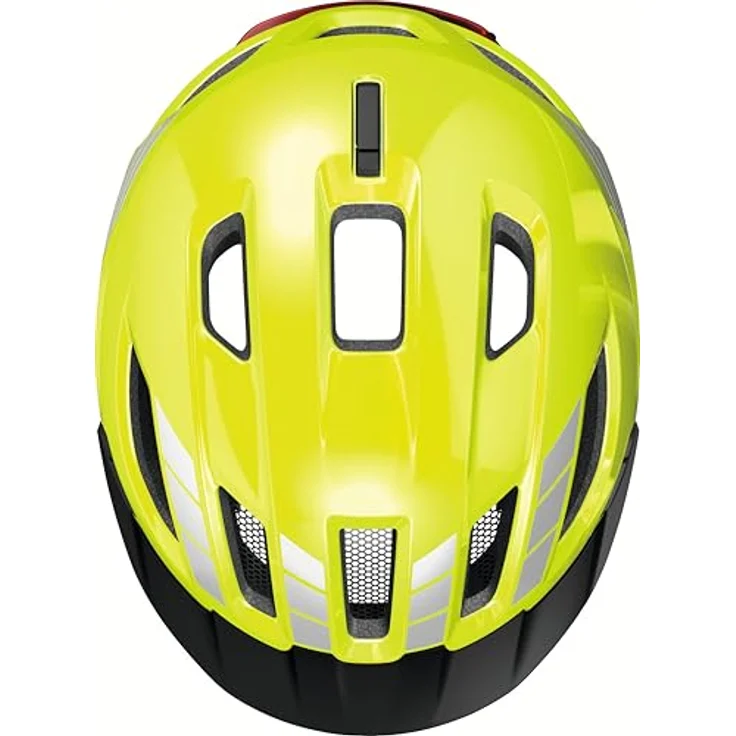 ABUS Urban-I 4.0, Fahrradhelm mit aufladbarem Rücklicht, 2 Leuchtmodi, Zopf-Öffnung, Schirm, Größe M, gelb – Bild 4