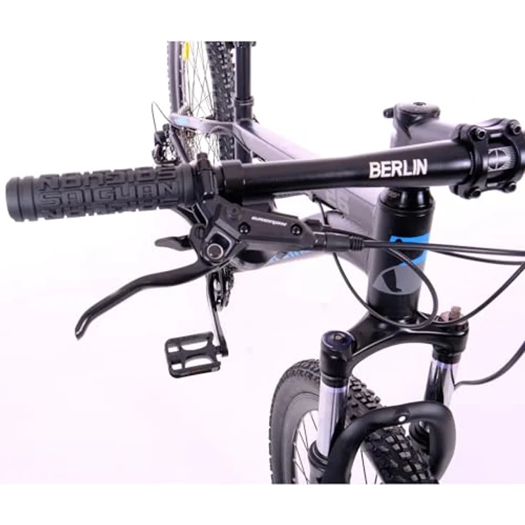 BERLIN BIKE MTB1 Mountainbike 26 Zoll, 33 cm Rahmenhöhe, hydraulische Scheibenbremsen, Shimano 21-Gang, Schwarz-Blau – Bild 5