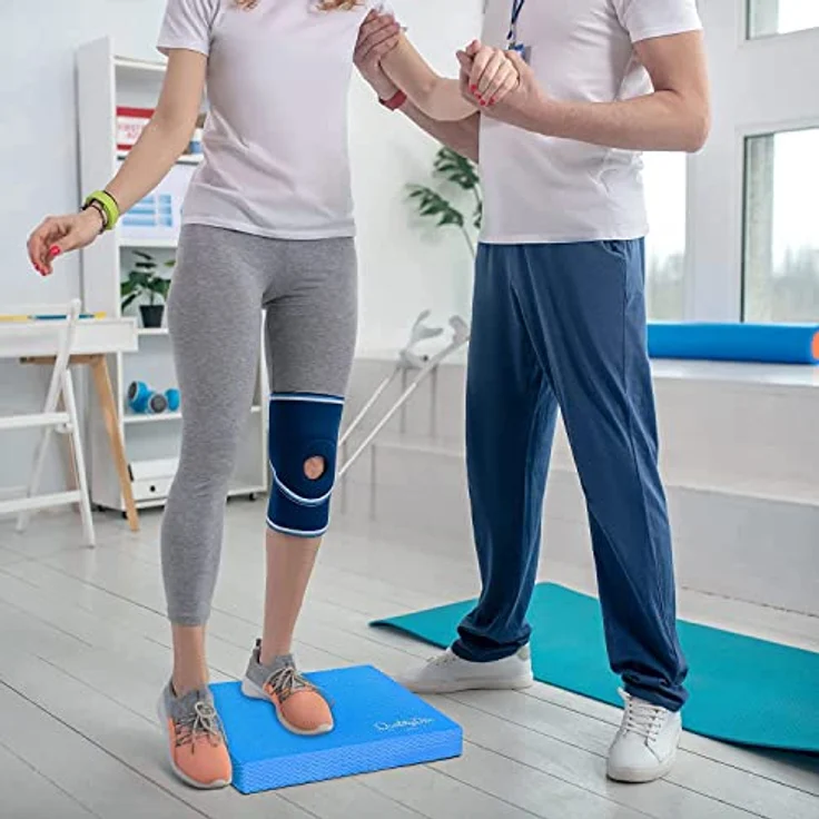 Quality Den Balance Pad, Rutschfester Weichschaum, Balancekissen für Stabilität und Koordination - Hilft, die Tiefenmuskulatur zu Stärken - Inklusive e-Übungshandbuch (40x34x5 cm, Blau) – Bild 5