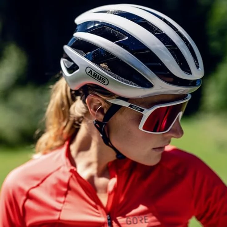 ABUS Rennradhelm AirBreaker - High-End Fahrradhelm für den professionellen Radsport - innovative Wabenstruktur für optimale Belüftung und Aerodynamik - Weiß, Größe S – Bild 7