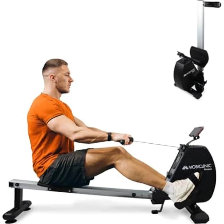 Mobiclinic® RowFit Rudergerät, 8 Widerstandsstufen, geräuschlos, LCD-Monitor, Handy-Ständer, Bis zu 120 kg, 6kg Schwungrad, Home Gym – Bild 1