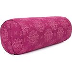 Bodhi Yoga Bolster Ø 23 cm | Maharaja Collection | Abnehmbarer & Waschbarer Bezug aus 100% Baumwolle | Yogarolle mit Bio-Dinkelfüllung | Yogakissen für Restorative & Yin Yoga (Lotus/Berry)