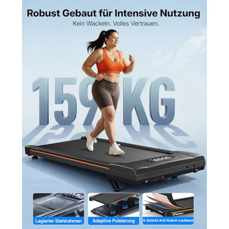 MERACH Walking Pad, Laufband mit Bluetooth-Lautsprecher, 10% automatische Steigung, max. 159KG, 3.0PS leiser Motor, ideal für Büro und Zuhause, Fernbedienung – Bild 3