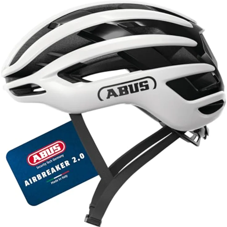 ABUS AirBreaker 2.0, leichter Rennradhelm mit optimierter Ventilation und Aerodynamik, weiß, Größe M (54-58 cm) – Bild 1