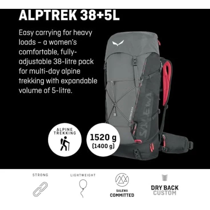 Salewa Alptrek Rucksack 67 cm, Nylon, grau, 26 x 22 cm – Bild 2