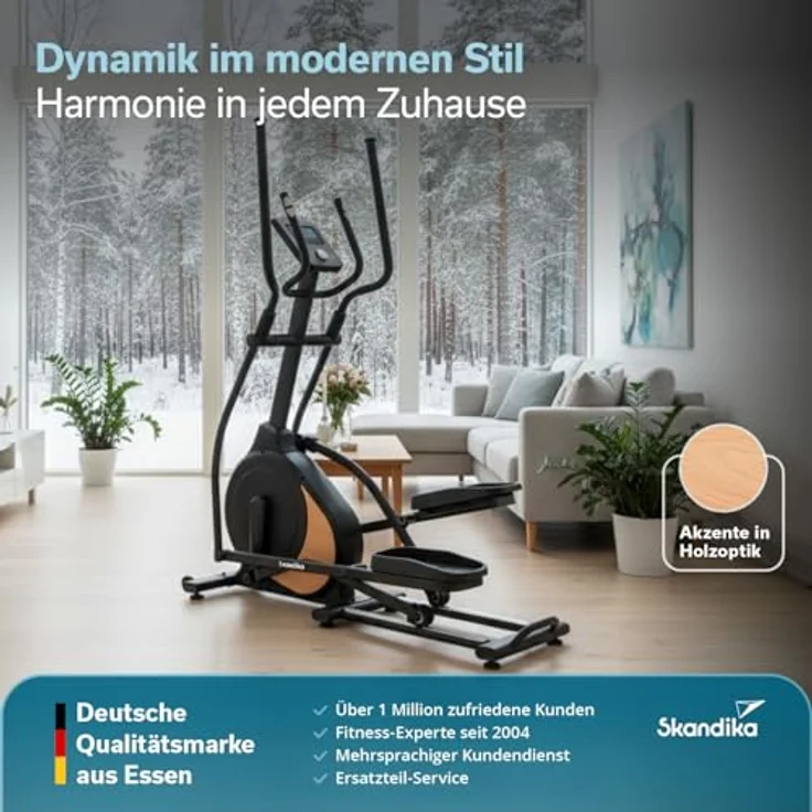 Skandika Crosstrainer Carbon P18, Ellipsentrainer mit 32 Widerstandsstufen, 13 Programmen, LCD Display, App kompatibel, bis 135 kg, für Heimtraining – Bild 4