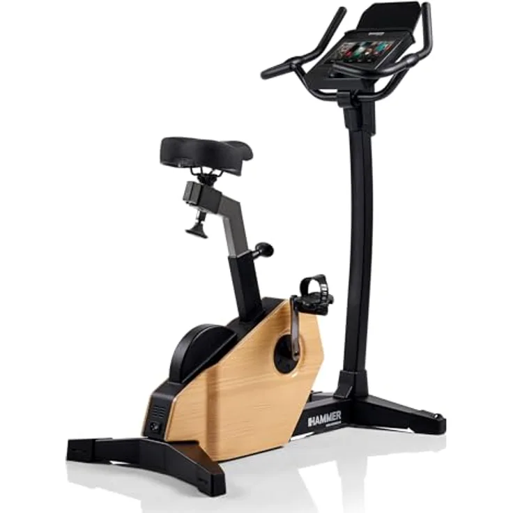 HAMMER Ergometer Spheris 4.0 NorsK, Echtholz-Design, 10 kg Schwungmasse, 10,1″ Touchdisplay, kompatibel mit Kinomap und Zwift, bis 180 kg belastbar