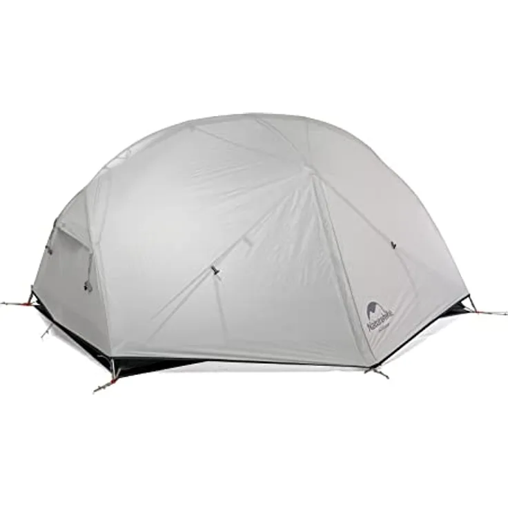 Naturehike Mongar Ultralight Zelt, 2-Personen Campingzelt aus wasserdichtem 20D Nylon in Grau, leicht und atmungsaktiv mit 2 Türen und Foyer-Design