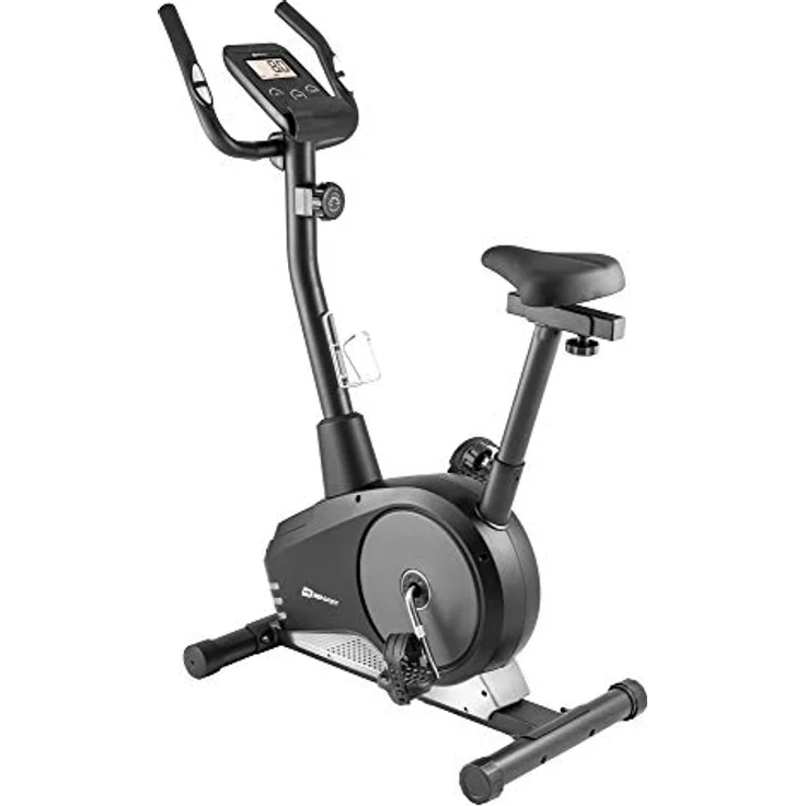 Hop-Sport Spark Heimtrainer Fahrrad - Fitnessgerät für Zuhause mit Pulssensoren & Computer, 8 Widerstandsstufen, Schwungmasse 9 kg - Fitnessbike für EIN max. Nutzergewicht von 120kg Silber – Bild 3