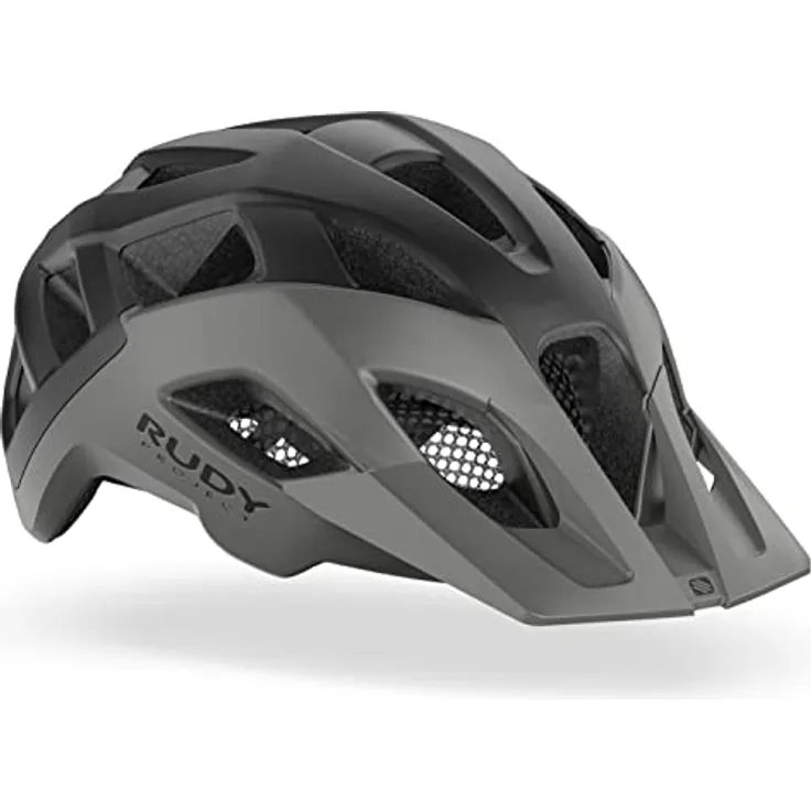 Rudy Project Crossway, MTB Fahrradhelm Lead/Black Matte S/M mit 23 Belüftungsöffnungen und integriertem Visier