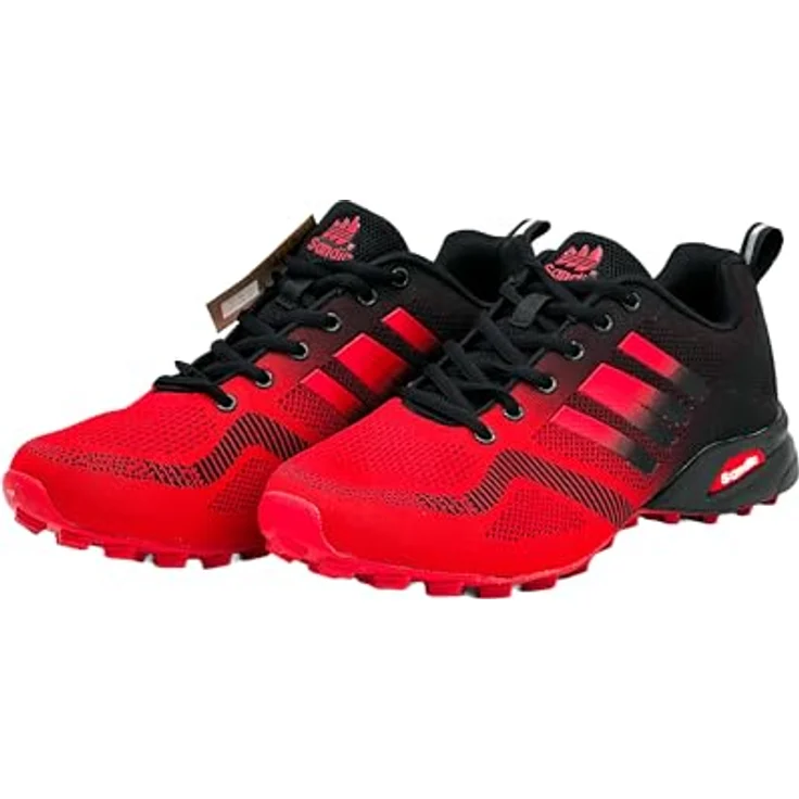 Avior Home Nowalnd Herren Damen Laufschuhe, Sneaker Runners mit atmungsaktivem Obermaterial, rot/schwarz, Größe 30-44 – Bild 3