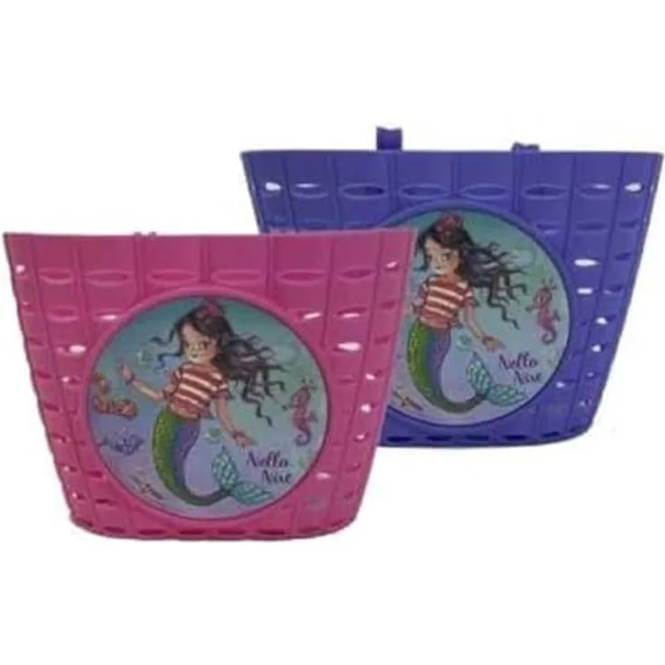 Bike Fashion Nella Nixe Kinderkorb, lila, mit Nixen-Motiv und Lenkerbefestigung