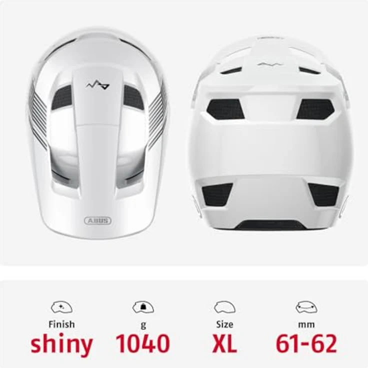 ABUS Downhill Helm HiDrop, ASTM Fullface Helm mit ABS-Außenschale für MTB, weiß, Größe XL, für Downhill, Enduro und Bikepark – Bild 3
