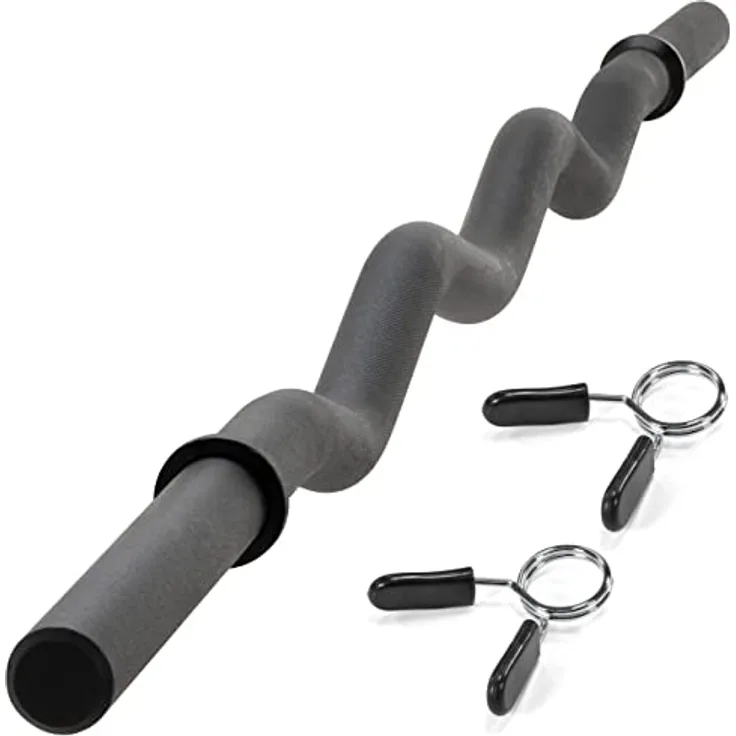 MAXXIVA Curlstange 120 cm Krafttraining Zugstange schwarz Federverschluss Workout Bodybuilding Fitness-Zubehör Gewichtheben