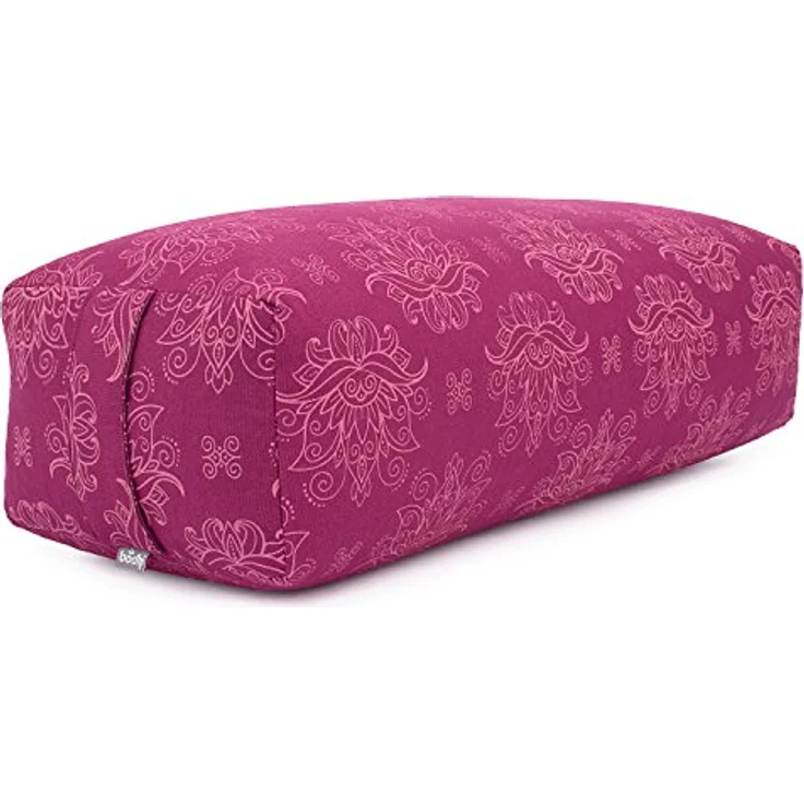 Bodhi Yoga Bolster SALAMBA Lotus | Maharaja Collection | Rechteckig | Waschbarer Bezug aus Baumwolle | Yogarolle mit Dinkelfüllung | Yoga Zubehör für Restorative Yoga und Yin Yoga | Berry – Bild 1