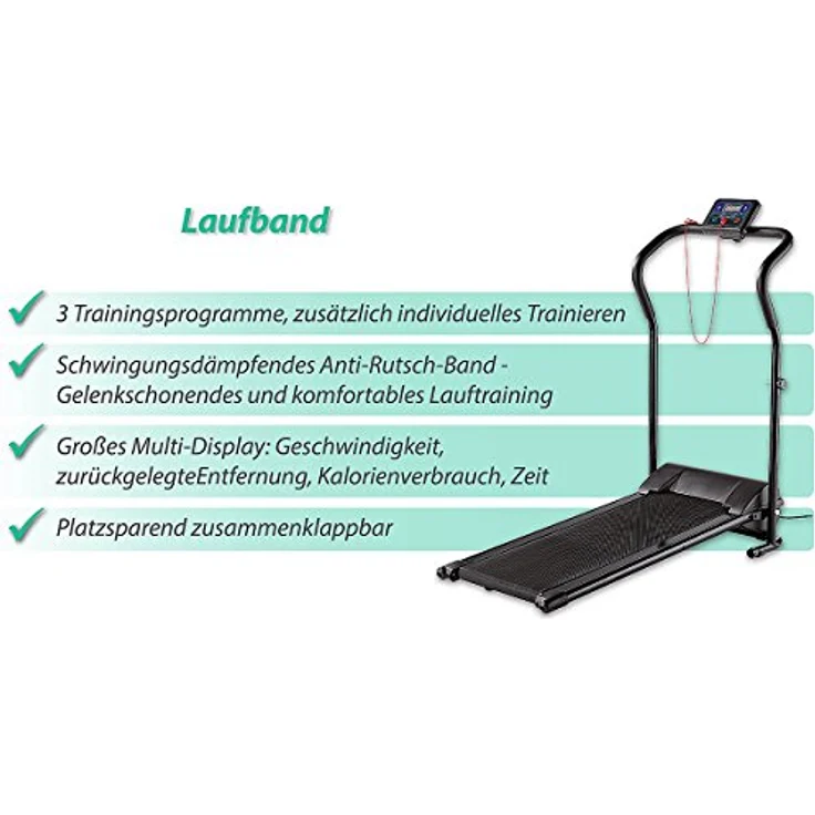 newgen medicals Laufband klappbar: Laufband LF-203.Mini mit 3 Sport-Programmen, zusammenklappbar (Mini Laufband klappbar, Laufband klein, Frauen Geschenkideen) – Bild 3