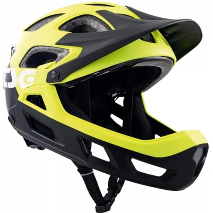 TSG Seek Youth FR Graphic Design, Fahrradhelm mit abnehmbarem Vollvisier und Kinnschutz, Größe XXS–XS (52–54 cm), Flow Black-Yellow – Bild 1