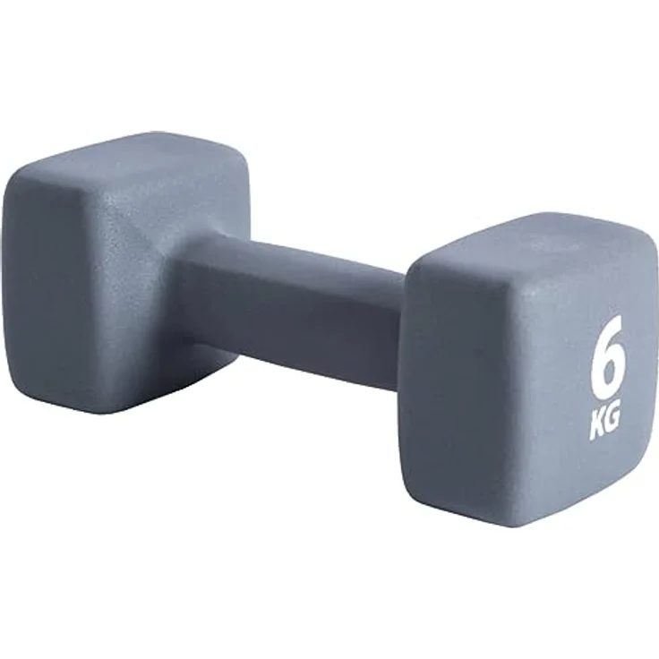 Pure2Improve Neopren-Hanteln, grau, 6kg (Satz von 1) - Quadratisches Design, rutschfestes Neopren-Außenmaterial, geeignet für Anfänger und Fortgeschrittene – Bild 2