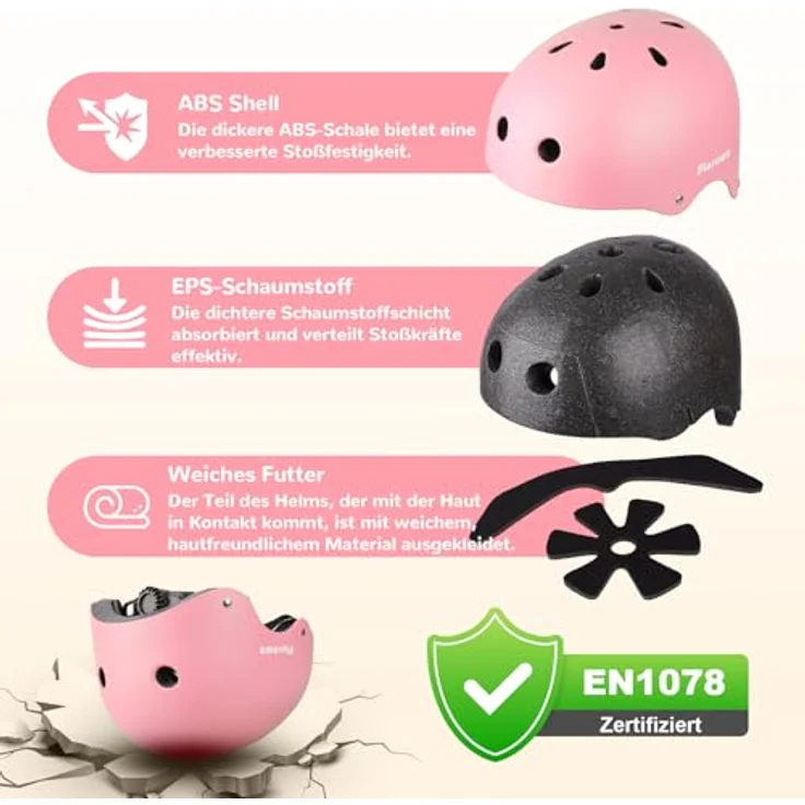 Tacklife PA-902 Kinder Fahrradhelm EN1078 CE-zertifiziert, verstellbarer Kinnriemen, 3D DIY & reflektierende Aufkleber, unisex, weiß/pink/blau – Bild 3