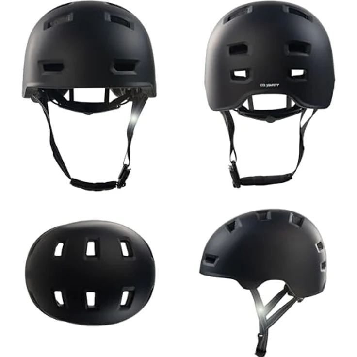 Crazy Safety All Black Velohelm, 57-61 cm, leicht und mit reflektierenden Riemen für bessere Sichtbarkeit – Bild 2
