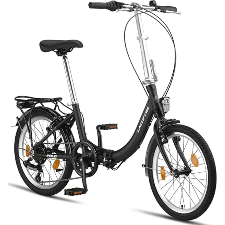 Licorne Bike Fold Premium Klapprad Aluminium 6 Gang Shimano Kettenschaltung Quick-Fold-System Klappfahrrad (V-Bremse, Schwarz/Anthrazit) - Preisvergleich – Bild 1