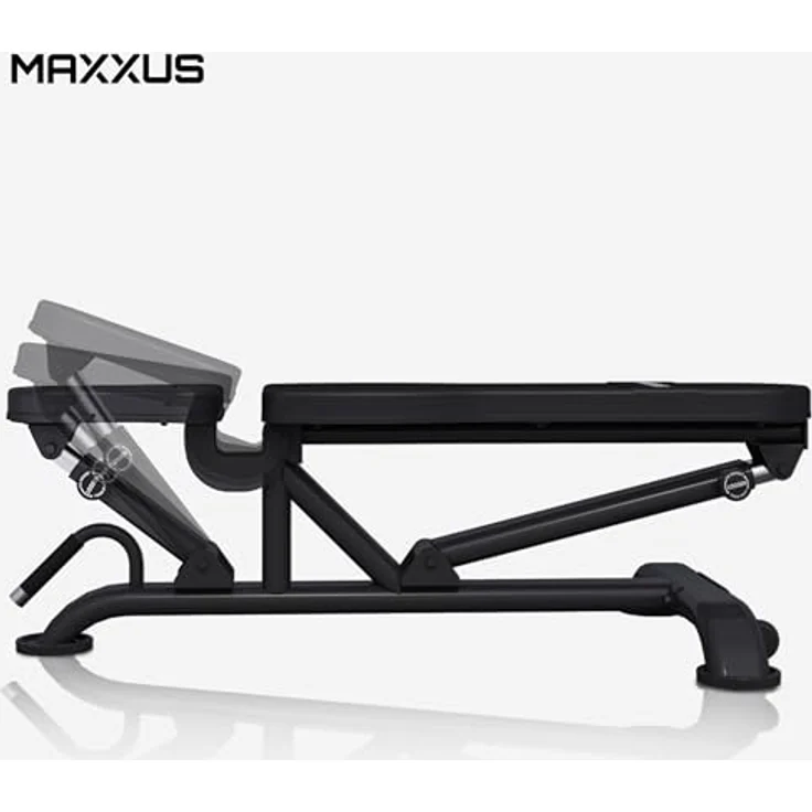 MAXXUS Universal Trainingsbank PRO - 8-fach verstellbare Rückenlehne, 3-fach verstellbarer Sitz, bis 300kg belastbar - Hantelbank, Schrägbank, Negativbank, Multifunktions Fitnessbank, Flachbank, Bankdrücken, Zuhause – Bild 3