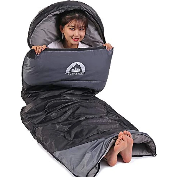 SWTMERRY Schlafsack für 3-4 Jahreszeiten, leicht und wasserdicht, geeignet für Temperaturen von 5-25 °C, ideal zum Wandern und Campen – Bild 4