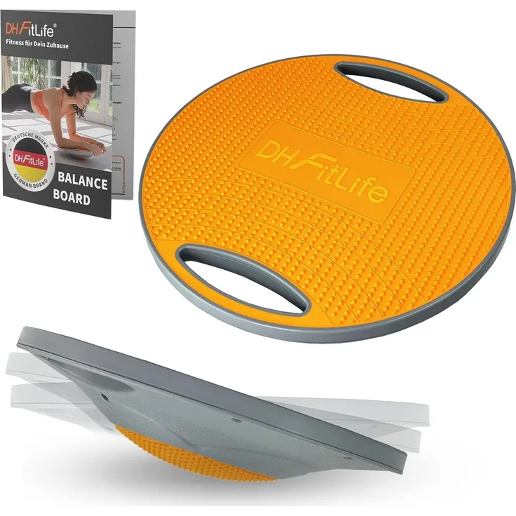 DH FitLife Balanceboard Wackelbrett mit Handgriffen, Gleichgewichtstrainer, Ø 42cm, max. 200 KG, Anti-Rutsch-Oberfläche für sicheres Training