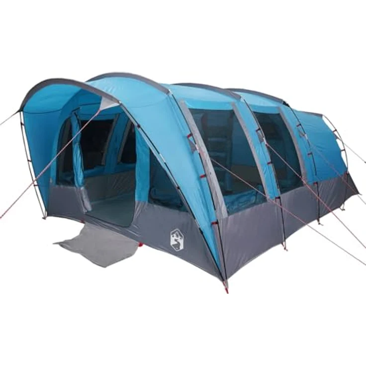 vidaXL Tunnel Familienzelt 8 Personen, Wasserdichtes Campingzelt mit Steckverbindungssystem, Blau 185T Polyester, inklusive Heringen und Abspannseilen – Bild 1